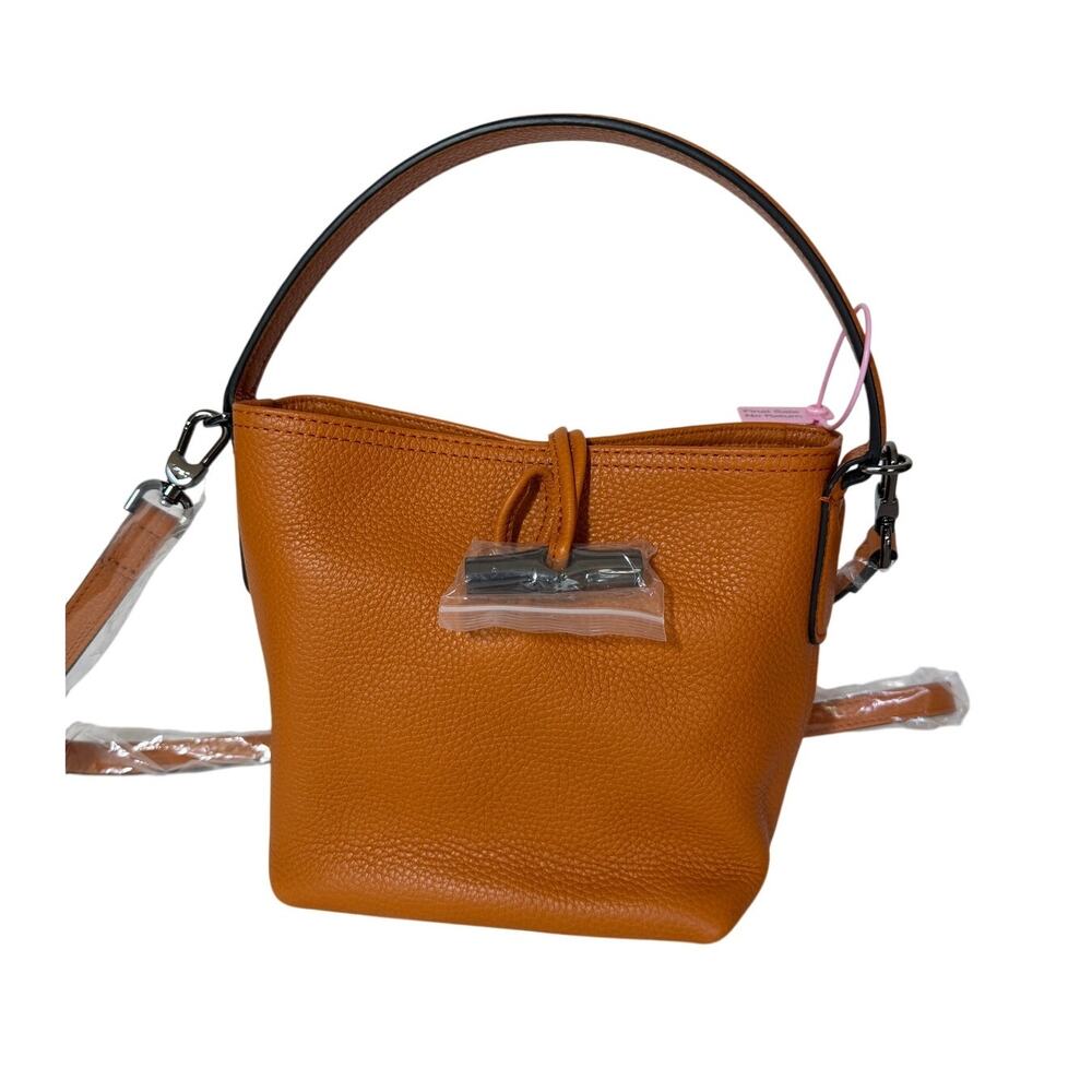 Longchamp Le Roseau Bucket Bag Shoulder Bag Orange Camel Brown
